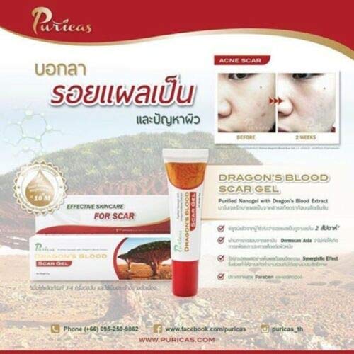 Puricas Dragon's Blood Scar Gel, Softer Smoother Scar and Redness 20 g.