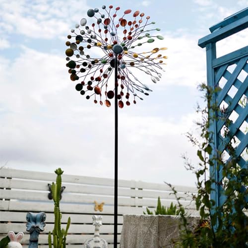 Roue à vent bidirectionnelle cinétique lumineuse pour décoration extérieure - 3