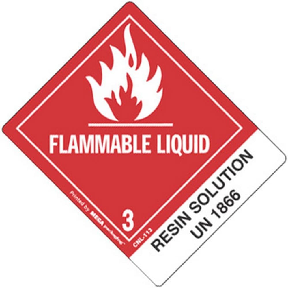4" x 43/4" Flammable Liquid Resin Solution UN1866 Labels