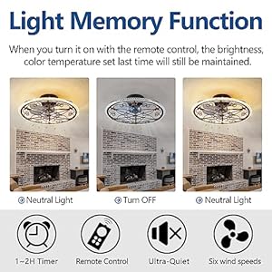 HuixuTe Caged Ceiling Fan with Lights Remote Control, 6 Speeds Farmhouse Industrial Ceiling Fan, Retro Ceiling Fan with Light for Kitchen Bedroom Living Room HuixuTe Caged Ceiling Fan with Lights Remote Control 6 Speeds Farmhouse Industrial Ceiling Fan Retro Ceiling Fan with Light for Kitchen Bedroom Living Room