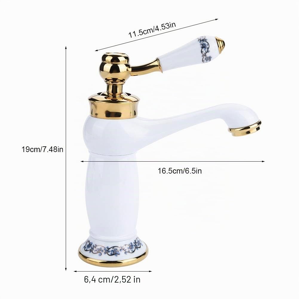 Rubinetto del Bacino Rubinetti Lavabo Bagno Rubinetto per Lavandino Cascata Rubinetto da Bagno Miscelatore Lavabo con Doccetta Estraibile Rubinetto Estraibile per Lavabo Cromato(Bianco)