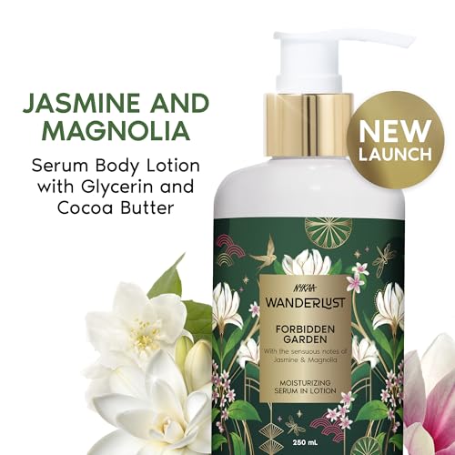 Image of Nykaa Wanderlust Forbidden Garden Moisturising Body Lotion, 250 ml |Jasmine and Magnolia | Lightweight, Long-Lasting Hydration | Vegan, Paraben-Free I Suitable for All Skin Types