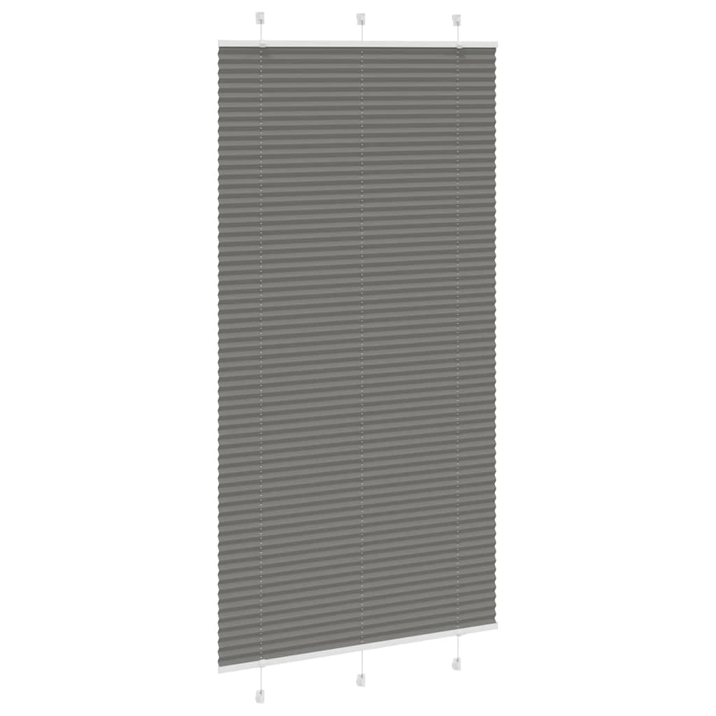 Plissee Anthrazit 105x200 cm Raffrollo Sichtschutz Sonnenschutz Polyester, blickdichtes Thermo Plissee mit Klemmträgern für Fenster Türen Balkon und Dachfenster