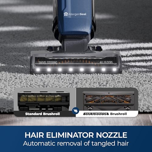 Image of Kenmore CU5001 Litening Cordless Upright Vacuum with Lift-Up & Hair Eliminator Nozzle, Brushless Motor, HEPA Filter & LED Display for Low-Pile Carpets, Rugs, Hard Floors & Pets, Blue