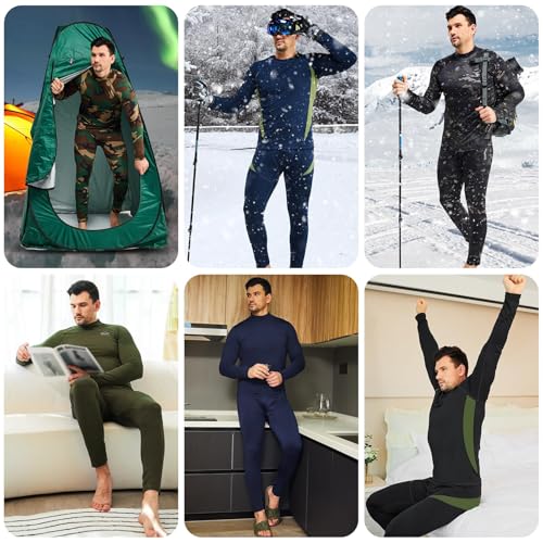 romision Thermal Underwear for Men Long Johns Fleece Lined Hunting Gear Bottom Top Set Base Layer for Cold Weather Gift
