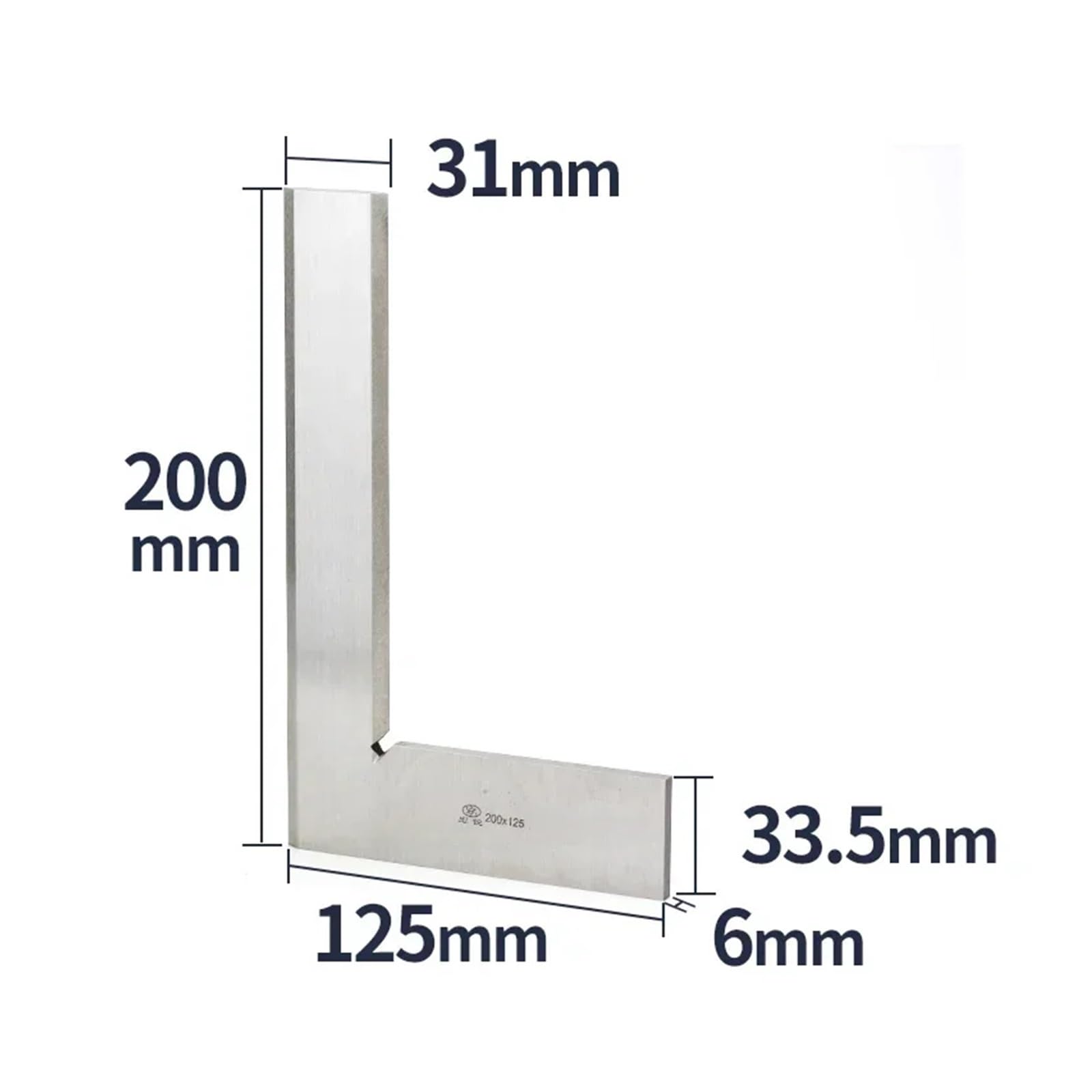 Set di Spessimetri Righello squadrato con bordo a coltello da 90 gradi for falegnameria, carpenteria e utensili for, squadre di misurazione, righello angolare | 200x125 Square Ruler