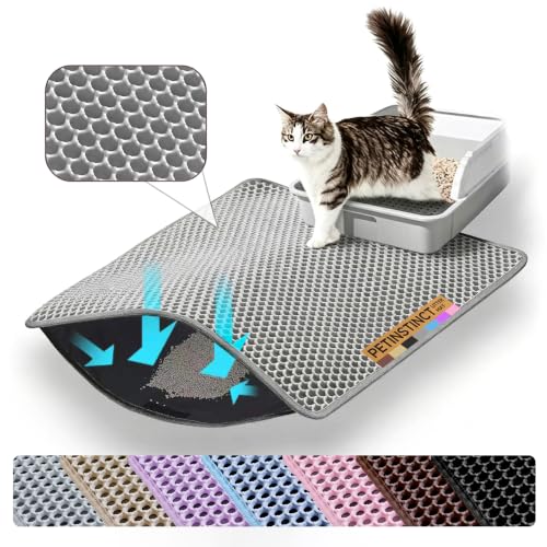 Petinstinct Cat Litter Mat, Double Layer Honeycomb Litter Box Mat