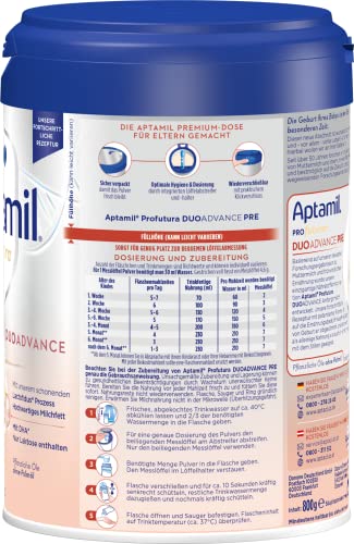 4. Bild von Aptamil Profutura DUOAdvance PRE – Anfangsmilch von Geburt an, Mit DHA, Nur Laktose, Ohne Palmöl, Babynahrung, Milchpulver, 1x 800 g 800 g (1er Pack)