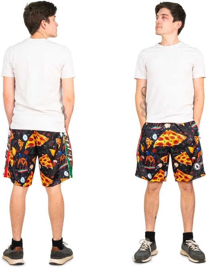 Flow Society NY Pizza Slice Attack Boys Athletic Shorts - Gym - Sports - Activewear - Patterned - Basketball - Lacrosse - Image 2