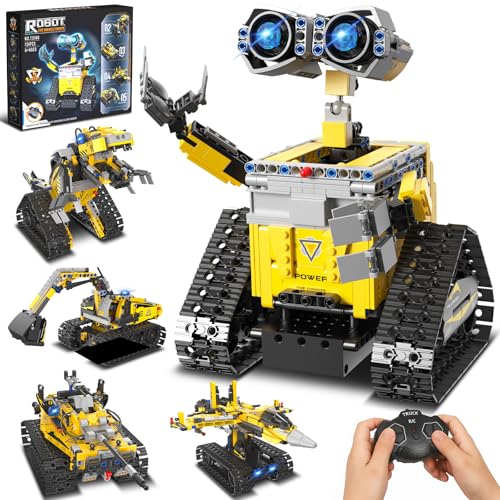 5-in-1 Remote Control Robot Building Kit, 724 Pcs Buildable Model Engineering Toys, No Coding Needed, Creative Ideal Gift for Boys Girls Kids Ages 8 9 10 11 12 13 Year Old