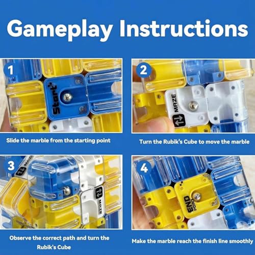 Image of 3D Maze Cube Ball Puzzle Game - Transparent Labyrinth Brain Teaser Toy with Steel Ball, Rolling Ball Maze Cube for Kids & Adults, Educational IQ Puzzle for Logical Thinking, Focus