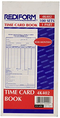 REDIFORM Time Card Pad, Semi-Monthly Manila Forms, 4.25