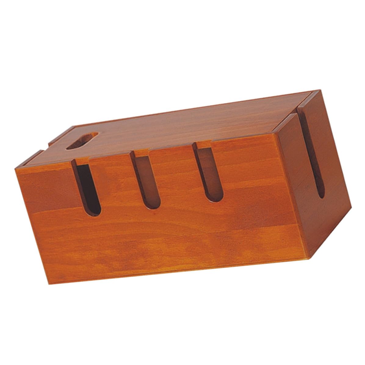 Scatola Porta Cavi per Organizzatore Cavi Elettrici in Legno Marrone per Nascondere Ciabatte e Fili Contenitore Semplice e Moderno sulla Scrivania