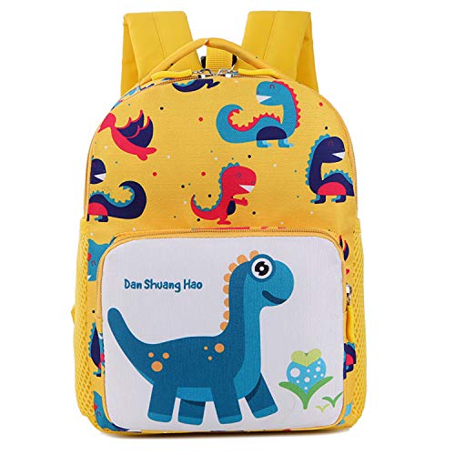 Cosyres Mochila para Niños de Dinosaurios Escolar Infantil con Arnes Amarillo