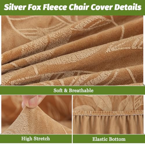 Image of FUANGUI Bar Stool Covers with Backs, 4 Pack Stretch Bar Stool Chair Covers | Embossed Silver Fox Fleece Bar Stool Covers,Washable Bar Chair Covers Swivel Barstool Slipcovers,15