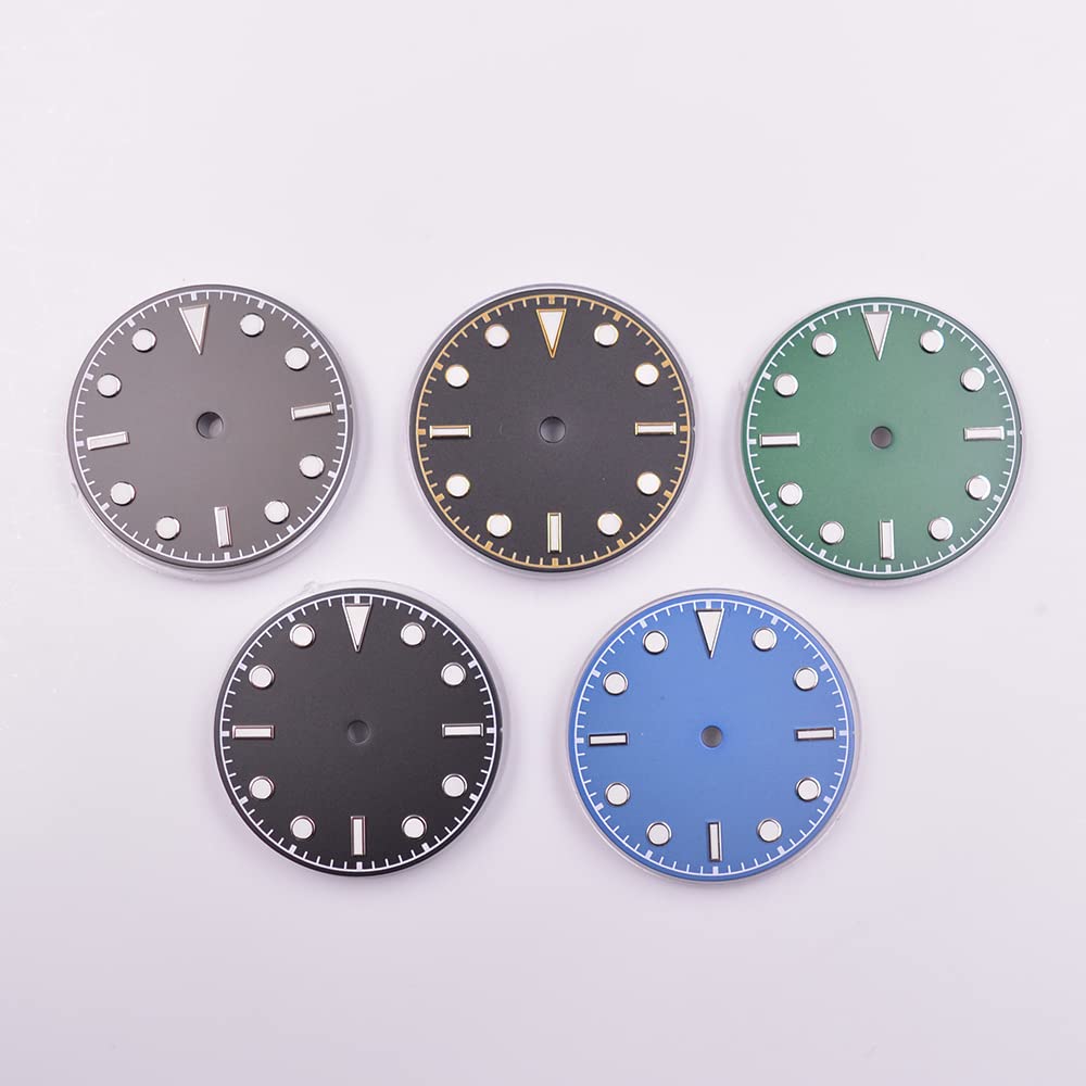 XOUVY Quadranti Di Orologi Quadrante Dell'orologio Con Doppio Calendario Da 28,5 Mm Quadrante Per Orologio Sunburst Accessori Per La Modifica Dell'orologio Luminoso Verde Per Movimento NH36 / 4R / 7S - Foto 9