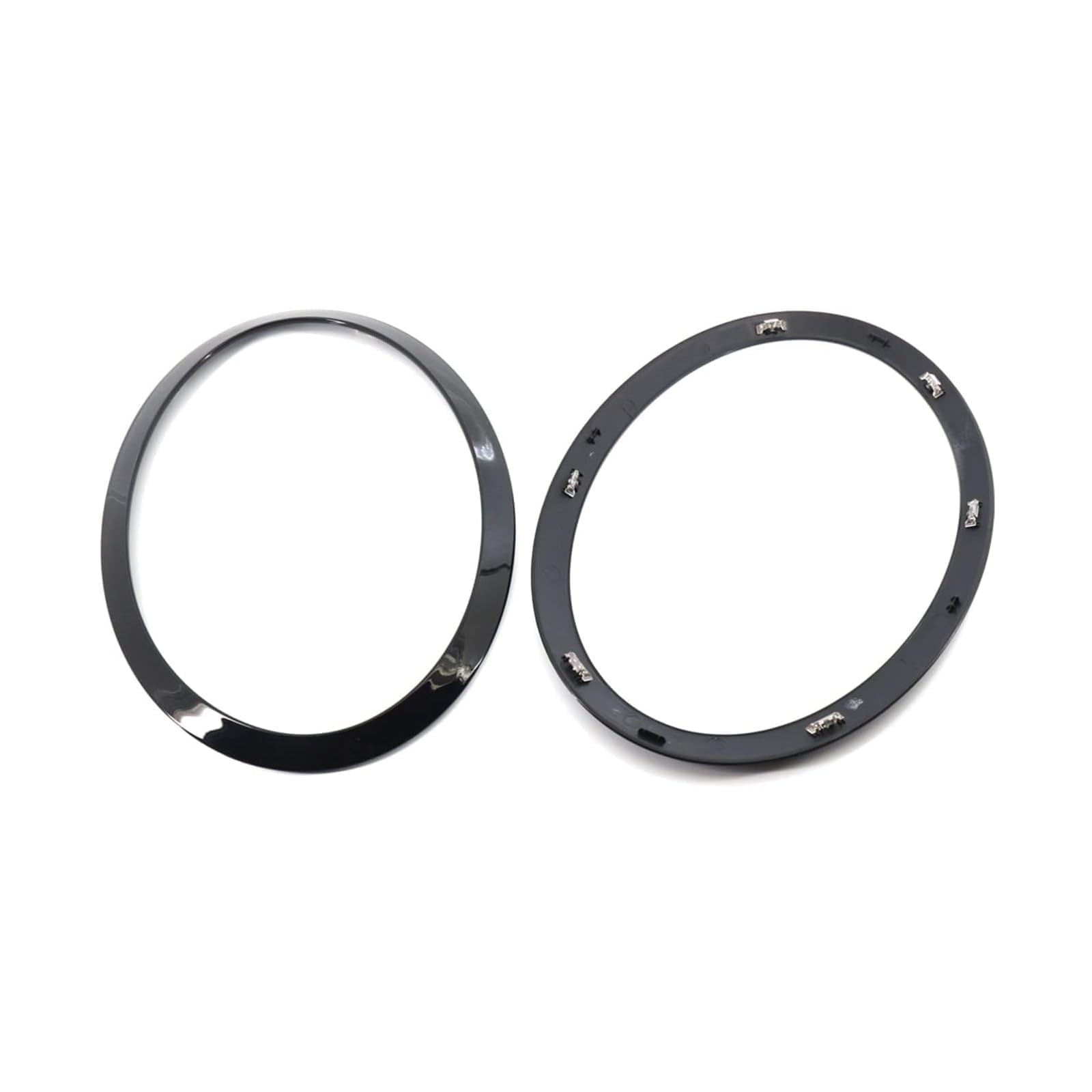2 pezzi anello decorativo per fari, mini anello di ricambio per fari, compatibile con BMW Mini Cooper F55/F56/F57 51137300631 51137300632 (nero lucido)