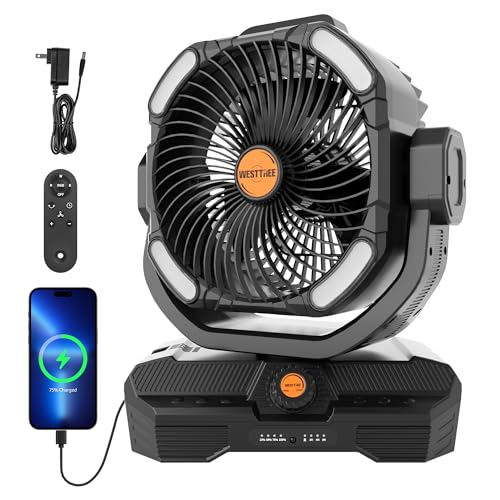 Battery Operated Large Airflow Fan,45000mAh Rechargeable Camping ...