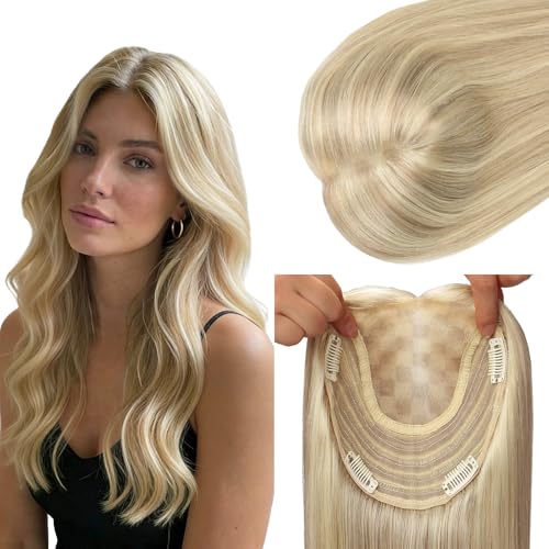 kolala Toppers Real Human Hair Light Golden Brown with Blonde