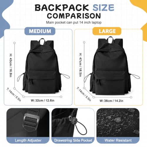 Image of Black Backpack for Men Women, Casual Work Backpacks College School Backpack for Boys girls Teens, Lightweight Travel Back Pack Book Bags