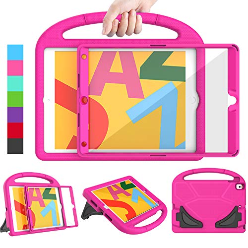 LEDNICEKER Kids Case for iPad 10.2 inch 2019, iPad 7th Gen Case with Built-in Screen Protector, Shockproof Lightweight Handle with Kickstand Case for iPad 7th Generation 10.2 inch, Rose