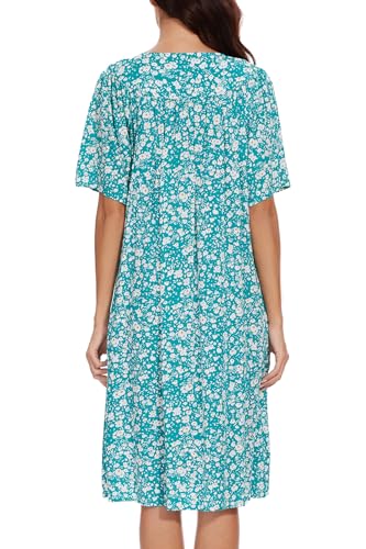 Image of COSUNIONY House Dresses for Women Cotton Short Sleeve House Coat Buttons Down Dusters Robe with Pockets S-XXL