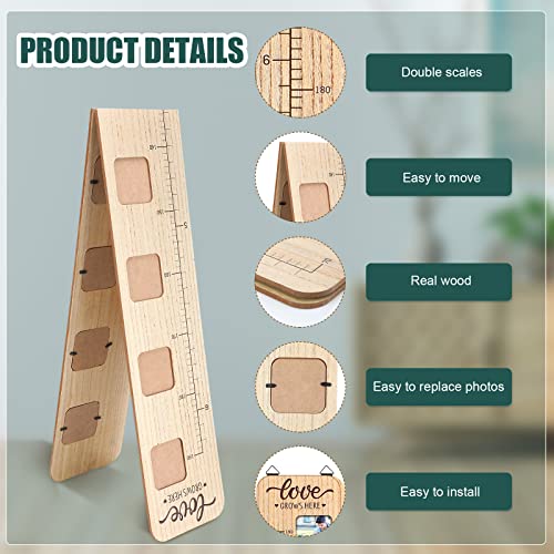 Wood Growth Chart For Kids With Picture Frames Boho Wooden Height Measurement Ruler Milestone Markers Foldable Height Chart For Kids Measuring Chart For Wall Boy Girl Room Nursery Decor Keepsake Gift #TOP2