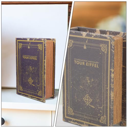 Boîte de rangement faux livre bois cachette télécommande salon - 5