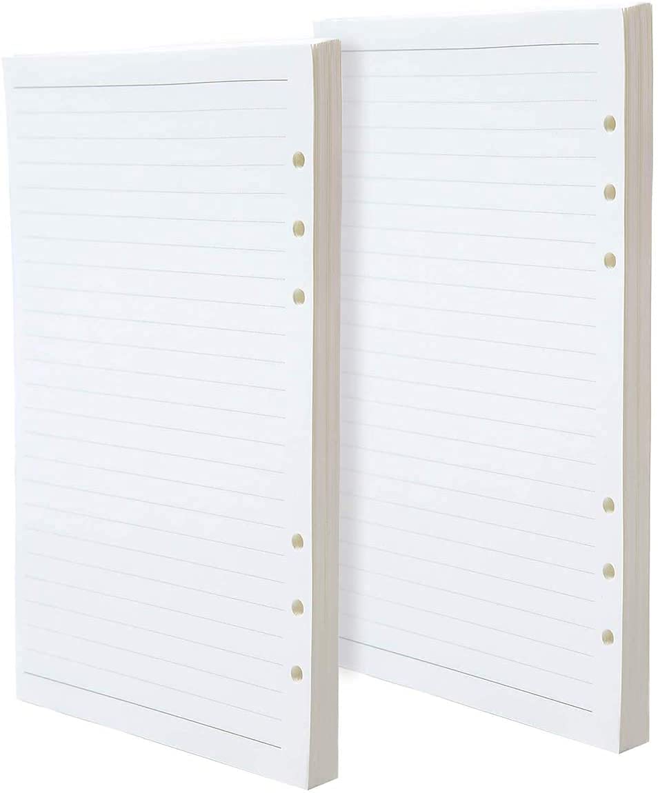 A5 Refill Paper, 100 Sheets 6 Ring Binder Planner A5 Loose-Leaf Notebook Core Ruled Refill Paper for Journals Notebooks Diaries Planner Inserts