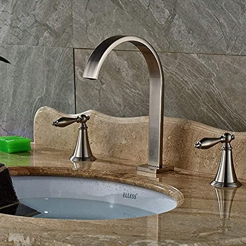 Robinet cascade salle de bain double commande nickel brossé anti-éclaboussures
