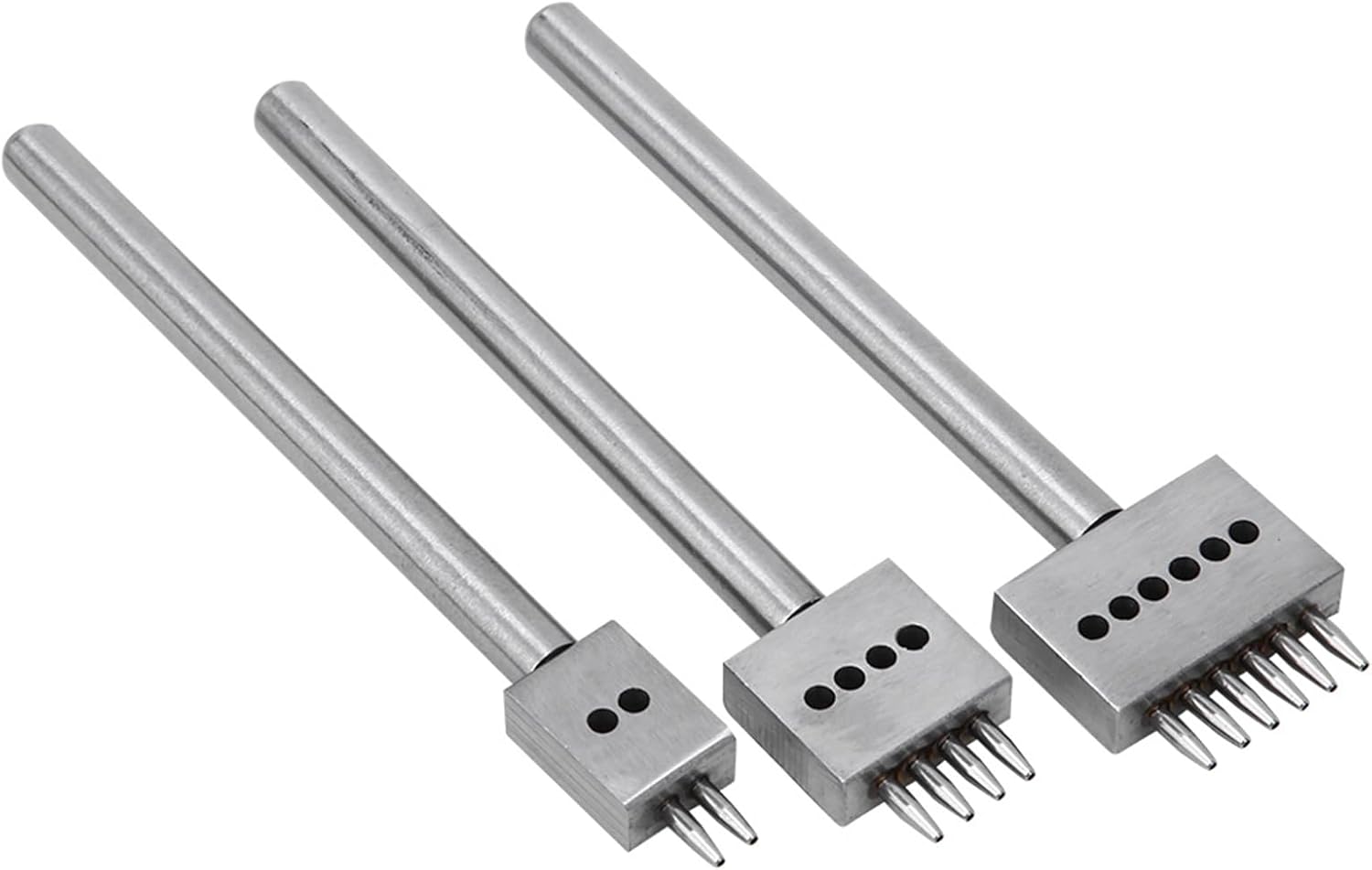 SYH&AQYE 3 PCS Leather Hole Punch Set, 2/4/6 Prongs DIY Leathercraft Tools, Leather Row Round Hole Tooth Punch Accessories Kits for Leather Engraving and Punching(4MM)