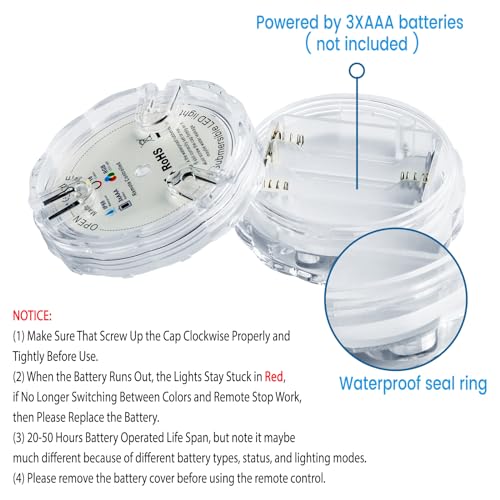 Seagenck Bath Tub Lights Wireless, Battery Operated Waterproof Glow Light for Bathroom Bathtub Light Shower Spa Light, Bath Essentials for Women Relaxing, RGB Multi Color Remote Controlled, 2pcs - Thumbnail 5