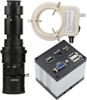 2MP VGA HDMI Digital Industrial Microscope Video Camera for Repair Phone Solder & 500X C-Mount Lens Whit 56-LED Adjustable Ring Light