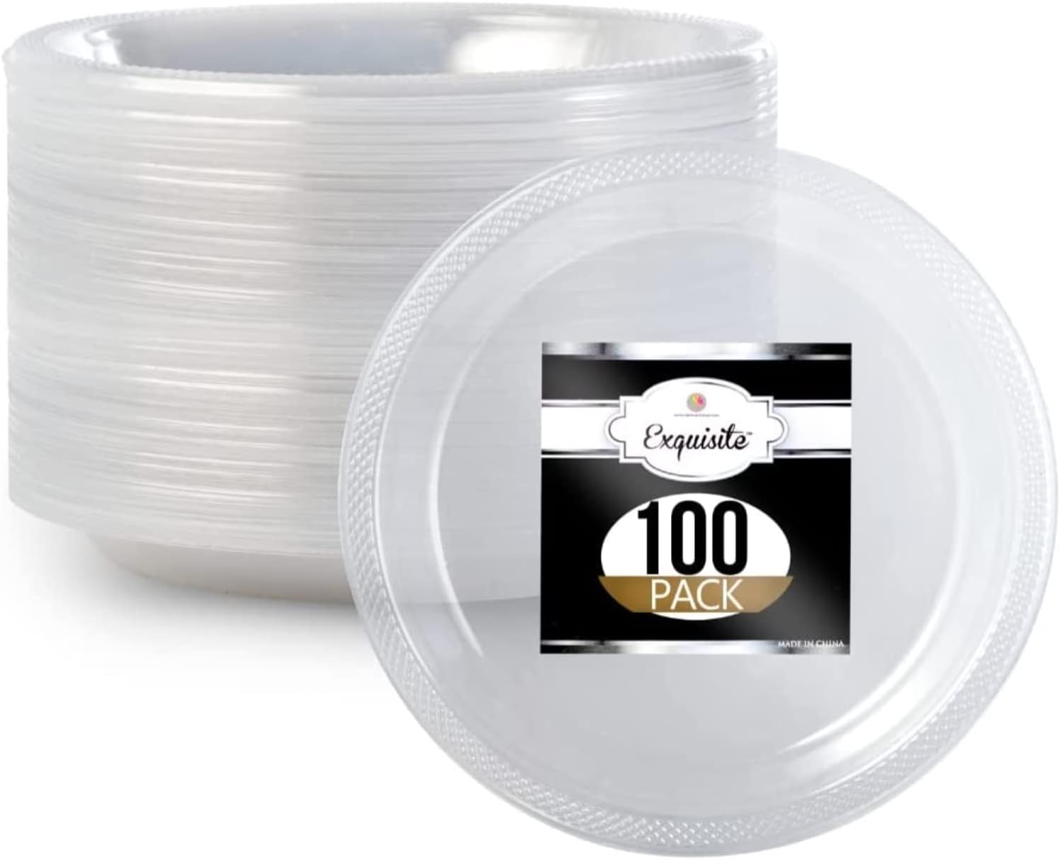 Exquisite Clear Plastic Plates 100 Count I 9 Inch I Round