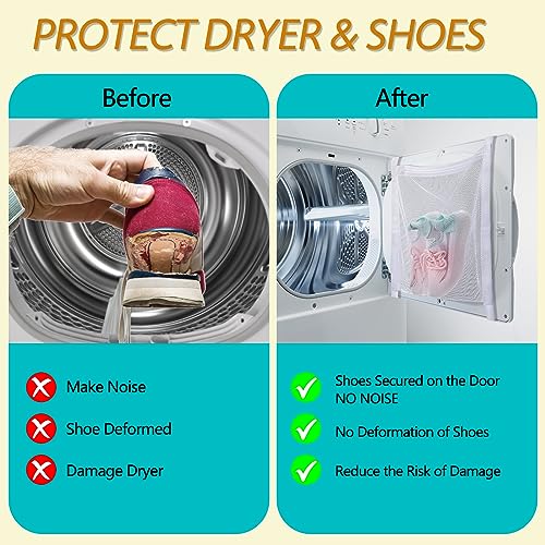 Shoe Dryer Bag 1 Pack, Sneaker Dryer Bag Shoe Drying Bag for Inside Dryer Door, Mesh Shoe Drying Net Bag with Elastic Straps for Sneakers Athletic Shoes