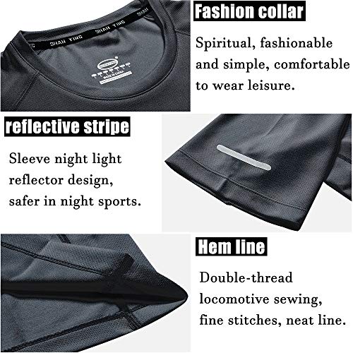 Holure Men's (Pack of 4) Athletic Shirt Compression Pants Shorts Gym Suits Black-S - Image 4