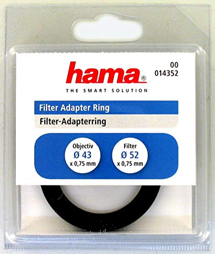 Hama Filter-Adapterring, Von 43,0 mm Objektiv auf 52 mm Filter, Metall, Schwarz