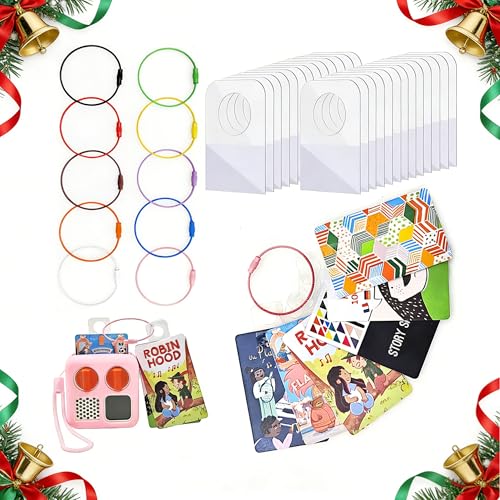 Image of xcivi Card Holder for Yoto Audio Player, Designed for Yoto Cards Rings and Tabs 260PCS Self Adhesive Tabs with 10 Loops, Kids Travel Carrier of Yoto Card Accessories