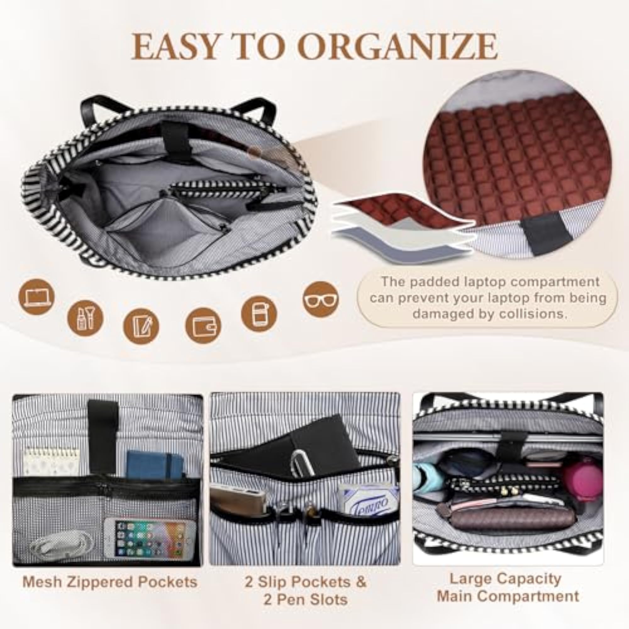 Laptop Tote Bag for Women, Large and Stylish