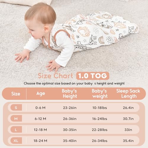 Image of Yoofoss Baby Sleep Sack 0-6 Months TOG 1.0 Baby Wearable Blanket, 2 Pack 100% Organic Cotton Infant Toddler Sleeping Sack 2-Way Zipper Lightweight Sleep Sack