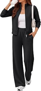 EFAN Womens Sweatsuits 2 Piece Modal Blend Tracksuits Lounge Sweat Sets | Comfort stretch fabric, airport travel matching set, fall outfits, zip up jacket, wide leg pant with pockets, loungwear 2026