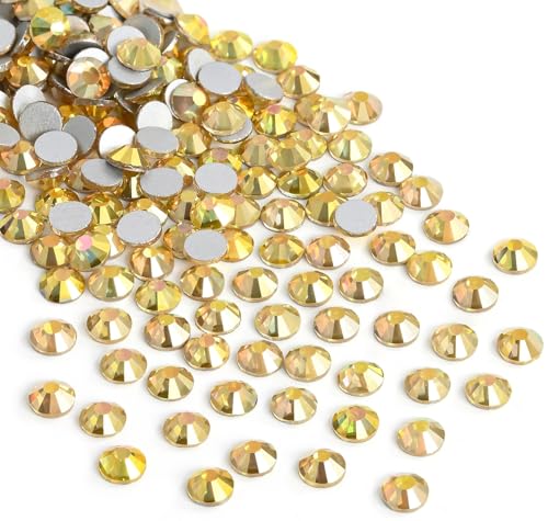 Jollin 1440 Pieces Flatback Rhinestones Glue Fix Crystal Glass Diamantes Gems for Crafting Nail Art Crafts Decorations Clothes Shoes 4.8 mm (ss20, Metallic Sunshine) by Jollin - Image 2