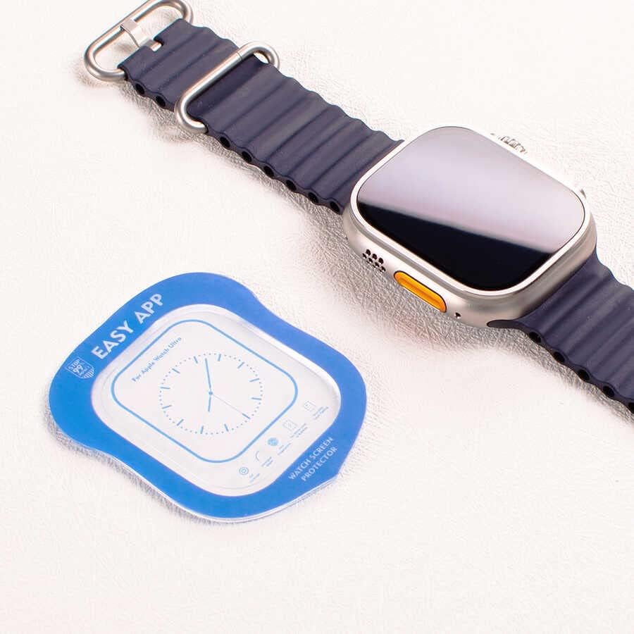 Coverzone Apple Watch Ultra ile uyumlu 49mm Easy Temperli Cam Apple Watch Ultra ile uyumlu Ekran Koruyucu Renksiz Ultra Serisi 1/2/3 ile Uyumlu Şeffaf Ekran Koruyucu, Darbe Önleyici Koruma Camı - Görsel 2