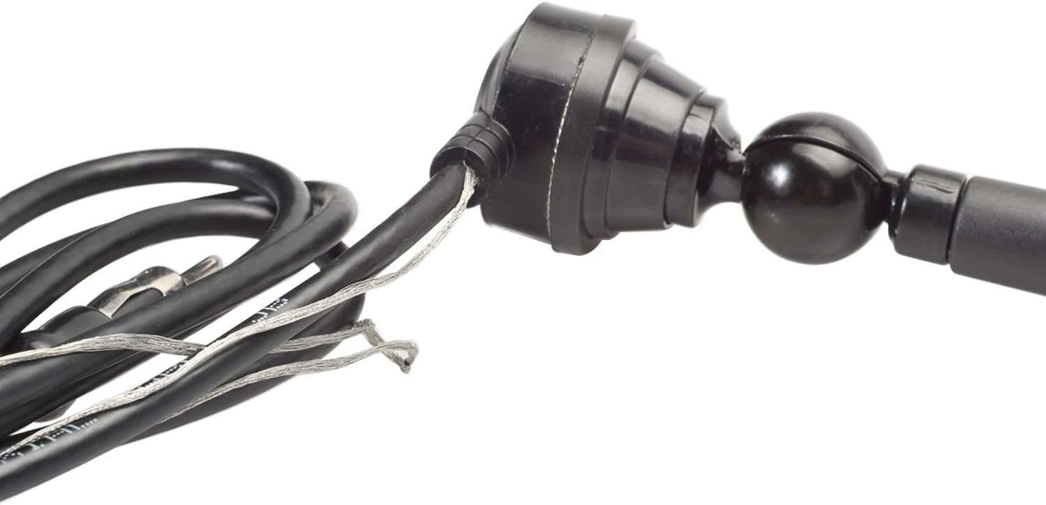 Rubber Antenna AM/FM for Car, RVs, Boat - 14" with 72" Cable, 180-degree Swivel Base