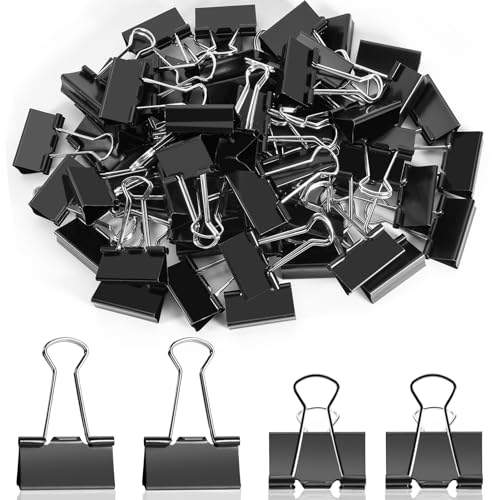 60PCS Medium Binder Clips, 1-1/4 Inch (32mm), Black Metal Paper Clamps for Teachers, Students, School, Office, Business Supplies (1.25in) image 7