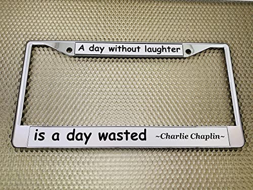 Custom Personalized Chrome-Plated Metal Laser Engraved Standard Size (6”X12”) - Car/Automobile License Plate Frame With Free Caps - Silver/Black Text (Qty: 1 Frame) #TOP3