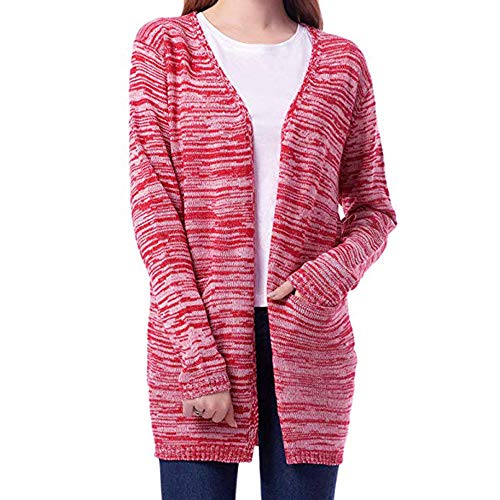 SamMoSon Soprabito Donna, Maglione Lavorato a Maglia Donna Cardigan Aperto Davanti Cappotto di Lana Outwear con Tasche, Camice da Laboratorio Anatomia Grigi Divise da Donna-Servizio Civile unifo