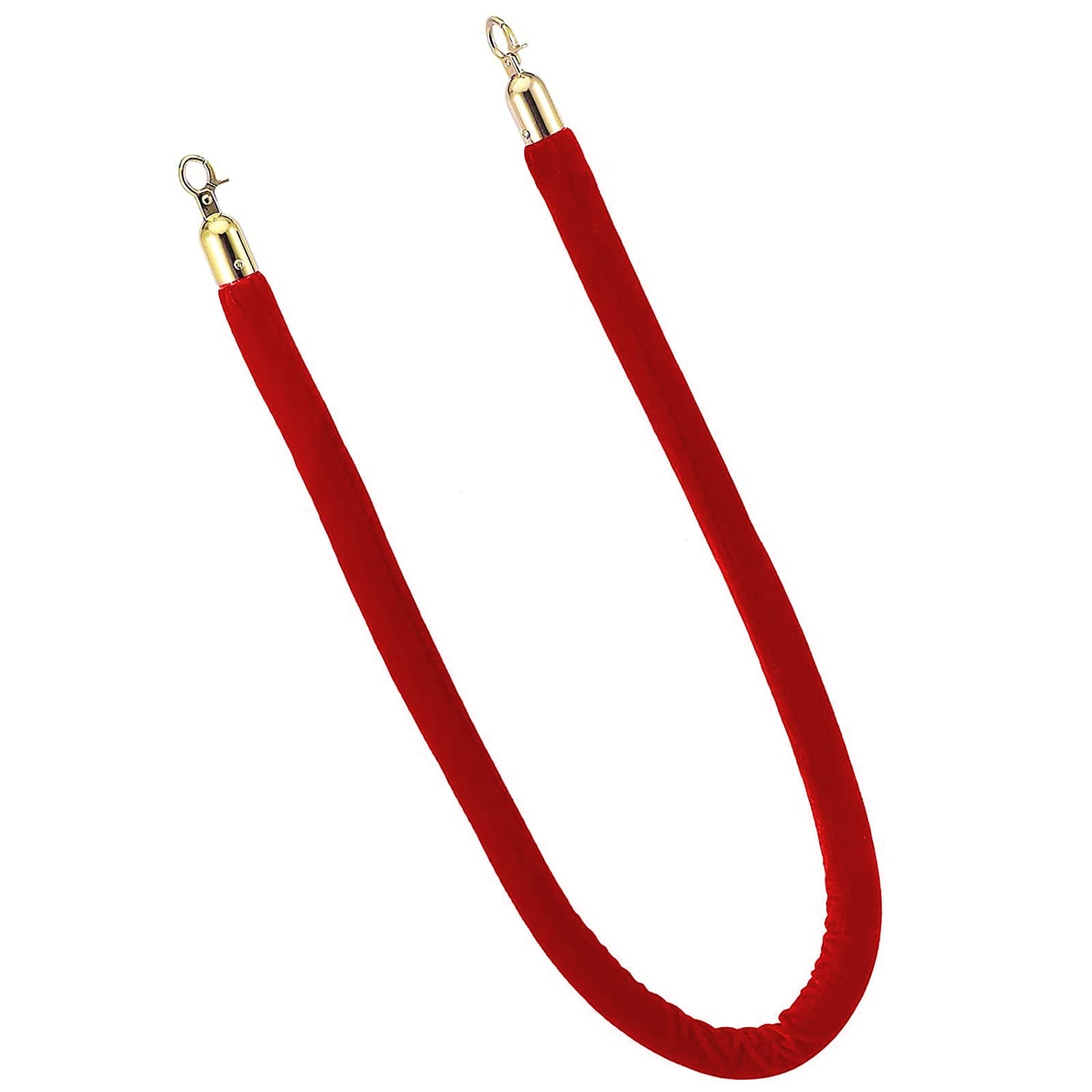 Aioneer Yellow Retractable Crowd Control Rope With Stainless Steel Hooks, 1.5M - Barrier For Restaurants & Hotels, Twisted Post Rope For Visitor Management-Red-0.6M/24Inch/2Ft