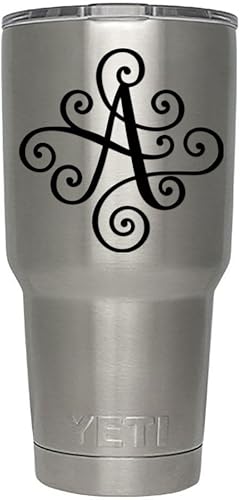 Monograma, Calcomanía troquelada, vinilo adhesivo Haga clic para opciones de colorletra. Disponible en cuatro colores y todas las letras de la A