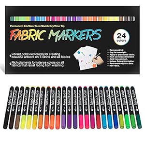 Fabric Markers Permanent for T Shirts, Canvas Bags, Clothing, No Bleed, Fine Tip, Child Safe